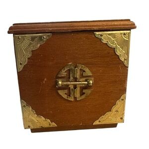 Vintage Wooden and Brass Storage Box